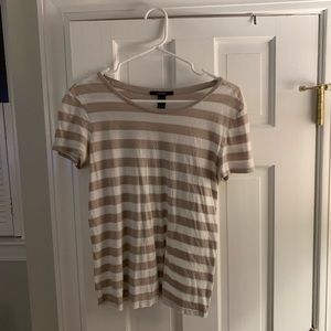 Brown and White Striped Tee